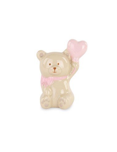 12 Statuina Orso  Rosa cm8