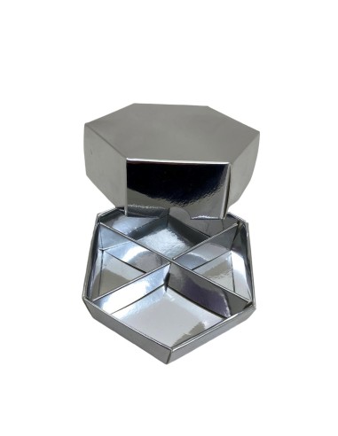 10 Scatole Divisorio esagonale argento 9x9x3