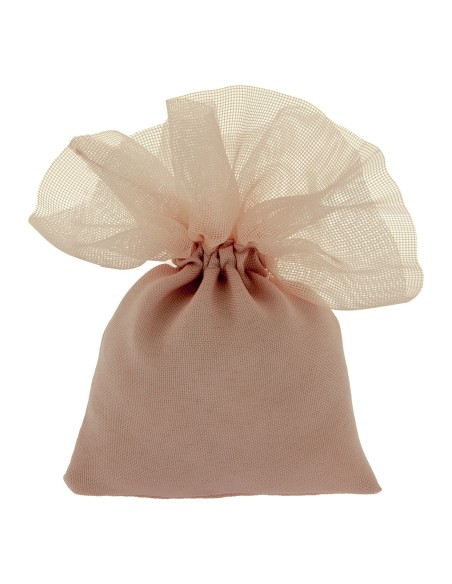 12 Sacchetti rosa antico con tulle