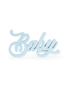 Scritta in legno baby celeste cm38