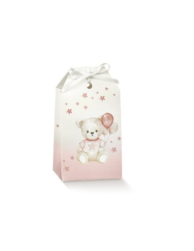 10 Scatole Tag Orso rosa