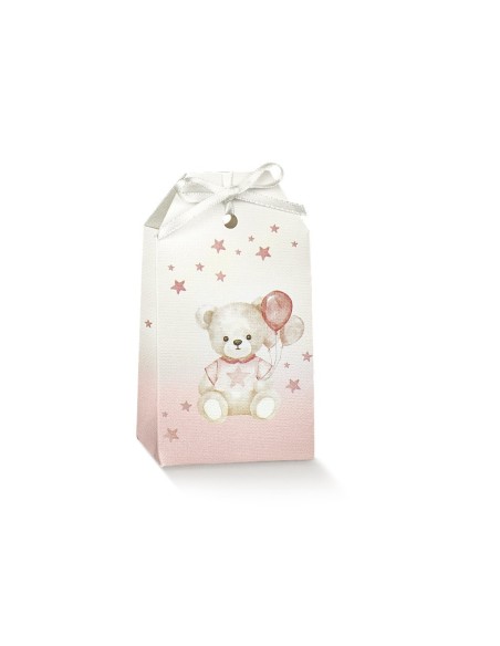 10 Scatole Tag Orso rosa