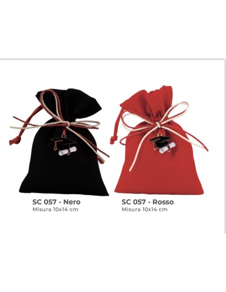 10 Sacchetti rosso con tocco laurea