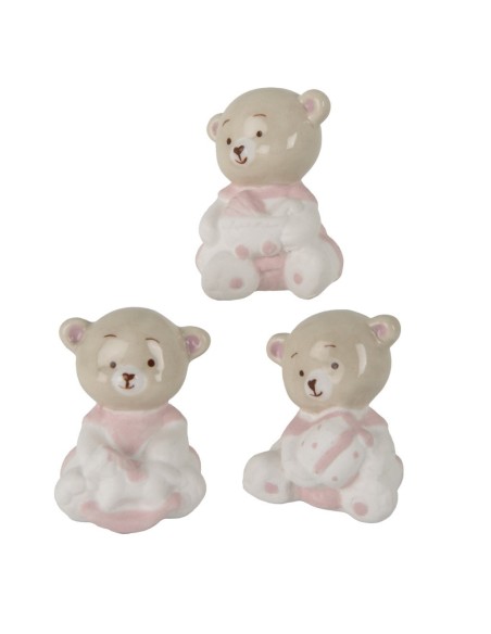 12 Statuina orso rosa cm4
