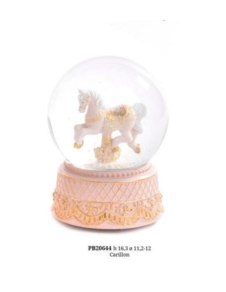 Statuina sfera con cavallo rosa