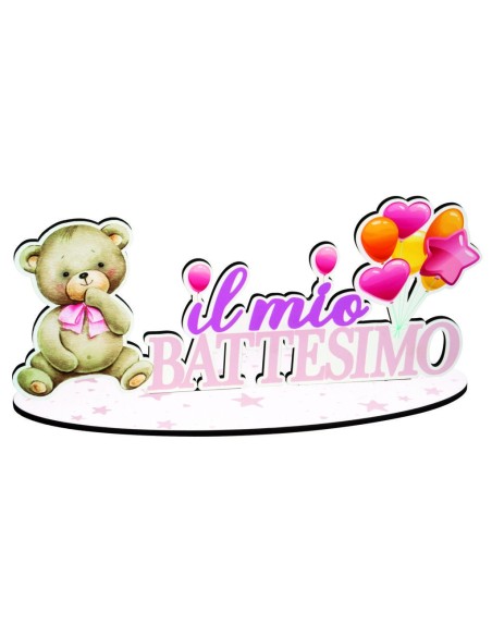 Centrotavola battesimo rosa cm35