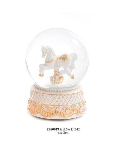 Statuina sfera con cavallo bianco