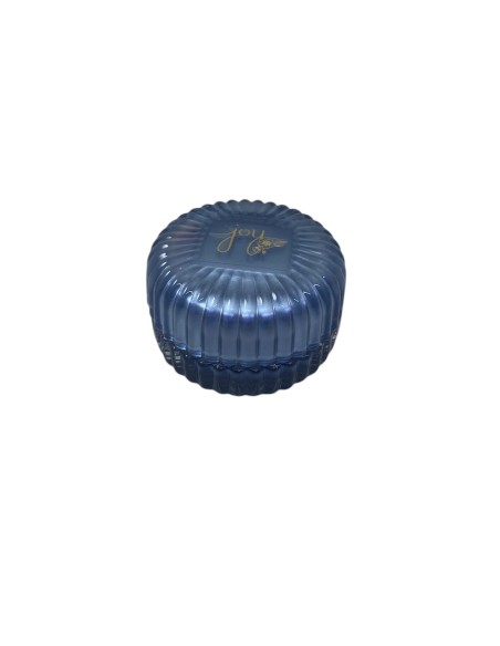 Candela tonda in vetro blu