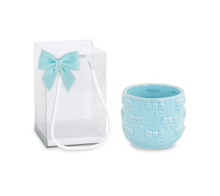 Vaso portapianta con fiocchi azzurro