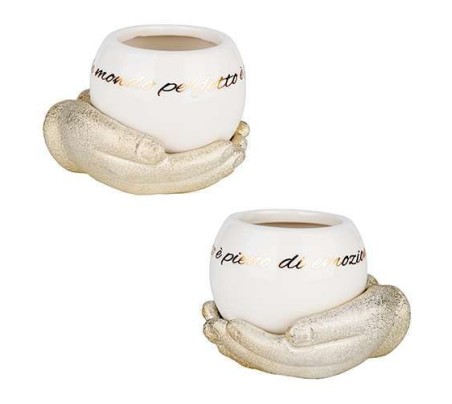 2 Vaso portapianta mani con sfera