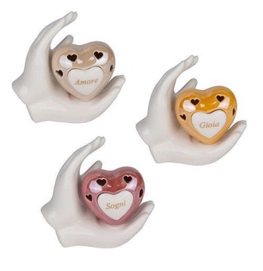 3 Statuina mani con cuore led