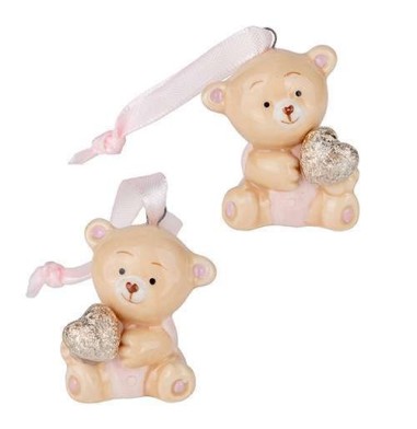 12 Statuina orso rosa cm4