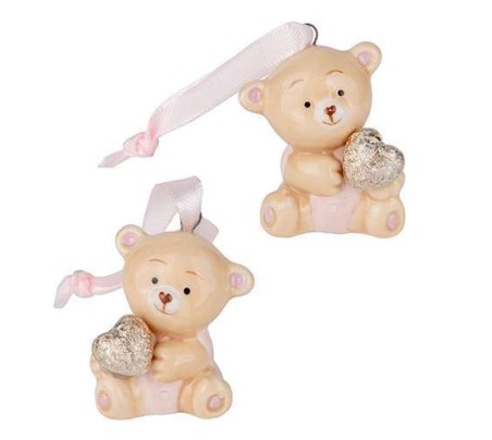 12 Statuina orso rosa cm4