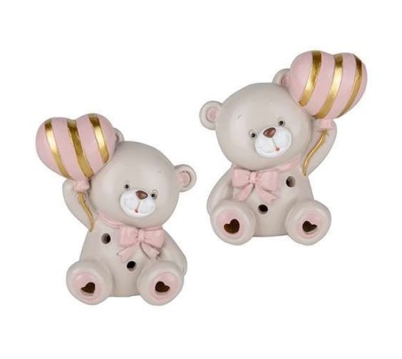 4 Statuina orso led rosa