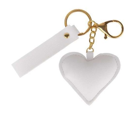 12 Portachiavi cuore bianco