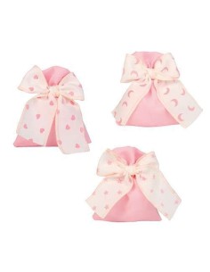 12 Sacchetti rosa con fiocco cm12