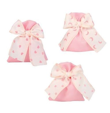 12 Sacchetti rosa con fiocco cm12