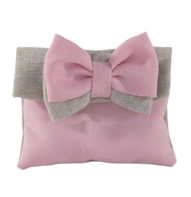 12 Sacchetti poscet rosa con fiocco