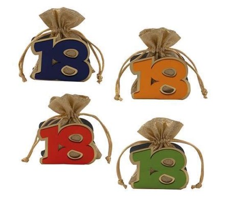 6 Sacchetti numero 18 colorati