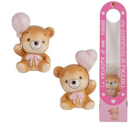 12 Statuina orso rosa