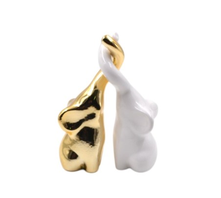 Coppia elefante bianca e oro