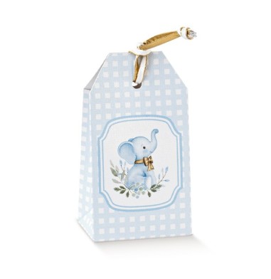 10 Scatole tag Elefante celeste