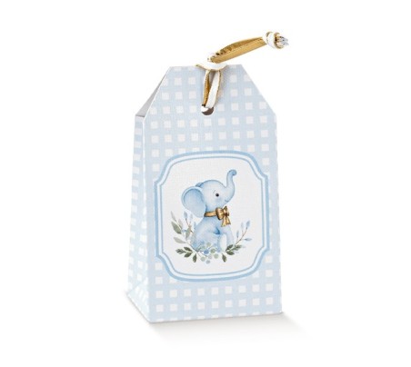 10 Scatole tag Elefante celeste