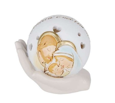 2 Statuina mani con sfera sacra famiglia