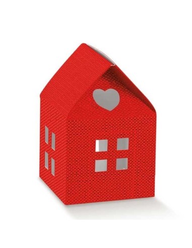 10 Scatole casetta rosso 8x8x7,5