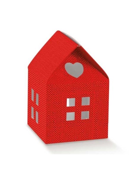 10 Scatole casetta rosso 10x10x9