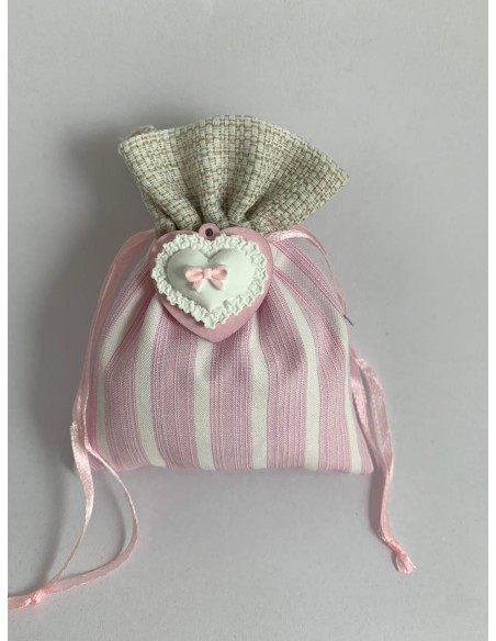 12 Sacchetti con cuore rosa