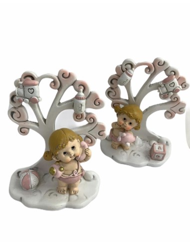 6 Statuina albero con bimba rosa