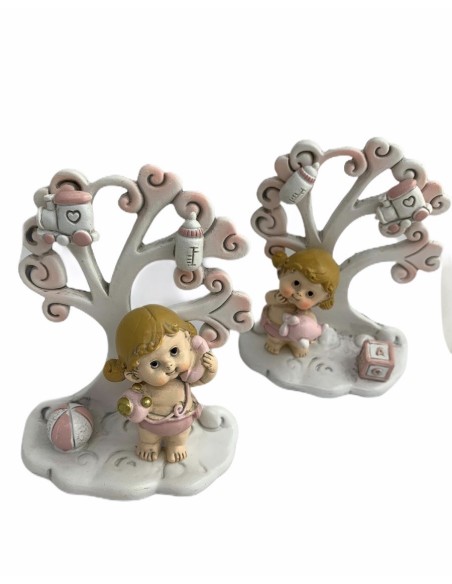 6 Statuina albero con bimba rosa