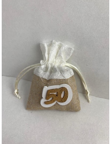 12 Sacchetti iuta con numero 50