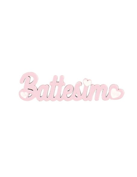 Scritta battesimo rosa cm55