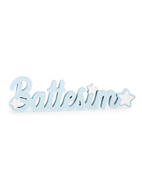 Scritta battesimo celeste cm55