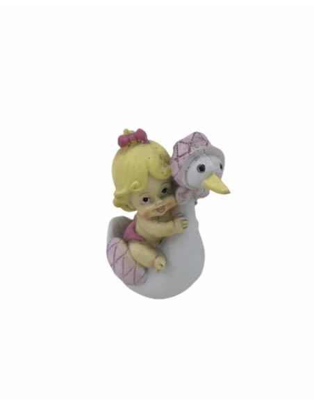 12 Statuina bimba con cicogna rosa