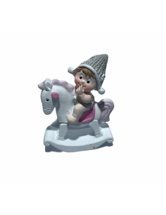 12 Statuina bimba con cavallo rosa cm6