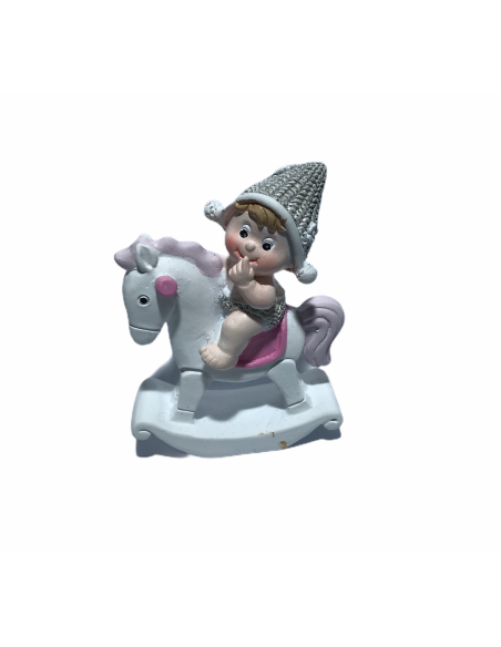 12 Statuina bimba con cavallo rosa cm6