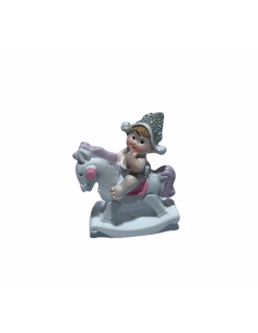 12 Statuina bimba con cavallo rosa cm3