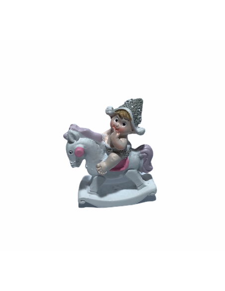 12 Statuina bimba con cavallo rosa cm3