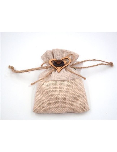 12 Sacchetti iuta con cuore