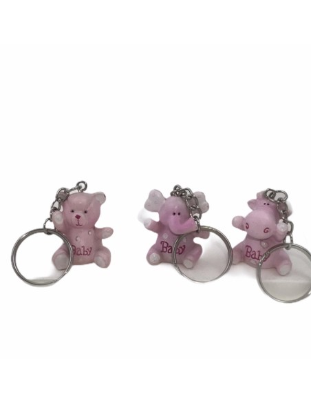 24 Portachiavi animaletti mix rosa