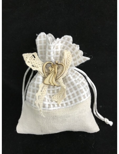 12 Sacchetti panna con sposi
