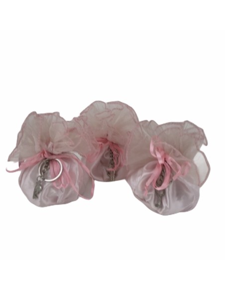 12 Sacchetti rosa con portachiavi