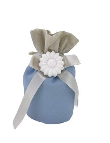 12 Sacchetti celeste con fiore