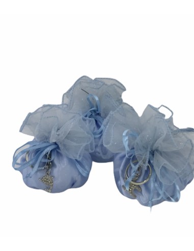 12 Sacchetti celeste con portachiavi