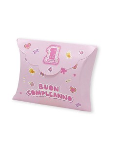 10 Scatole busta 1 compleanno rosa