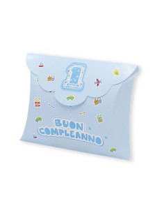 10 Scatole busta 1 compleanno celeste