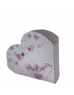 10 Scatole cuore cicogna rosa